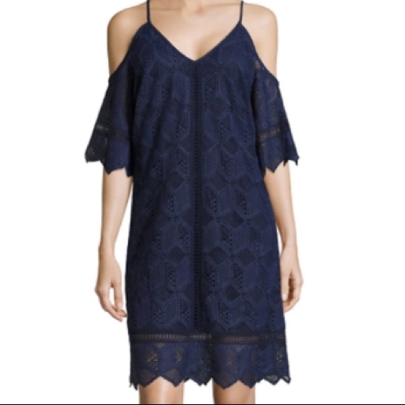 Lovely - Laundry by Shelli Segal Los Angela’s - Size 6 Navy Blue Lace Dress - Picture 2 of 16